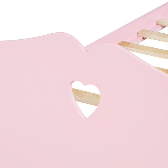 Twin Size Wood Platform Bed with Headboard,Footboard and Wood Slat Support (Pink)