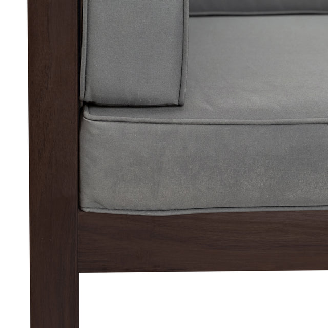 TOPMAX Outdoor Wood Patio Backyard 4-Piece Sectional Seating Group with Cushions and Table X-Back Sofa Set for Small Places, Brown Finish+Gray Cushions