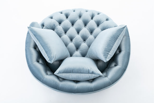 Coolmore Modern Akili swivel accent chair barrel chair for hotel living room / Modern leisure chair Light blue