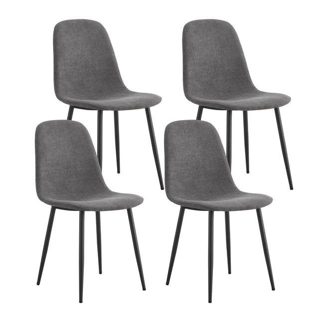 Dining Chairs Set of 4, Modern Mid-Century Style Dining Kitchen Room Upholstered Side Chairs, Accent Chairs with Soft Linen Fabric Cover Cushion Seat and Black Metal Legs,For Kitchen Lounge Farmhouse