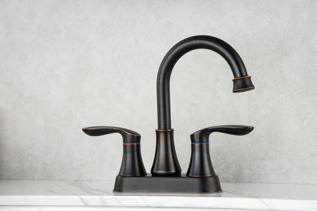 2-Handle Lavatory Faucet Brushed Nickel Bathroom Sink Faucet with Metal Pop-up Drain and Faucet Supply Lines