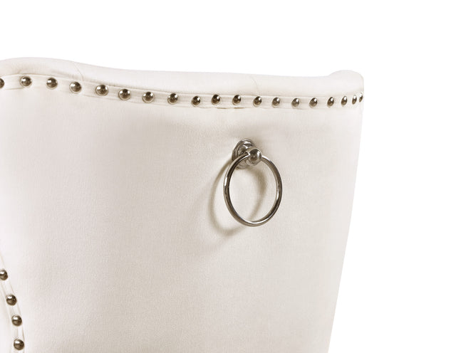 TOPMAX Dining Chair Tufted Armless Chair Upholstered Accent Chair, Set of 6 (Cream)