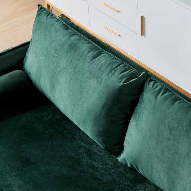 Velvet Fabric sofa with pocket-71‘’green