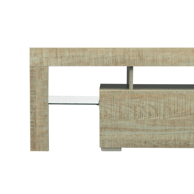 TV Stand with LED RGB Lights,Flat Screen TV Cabinet, Gaming Consoles - in Lounge Room, Living Room and Bedroom,GREY OAK
