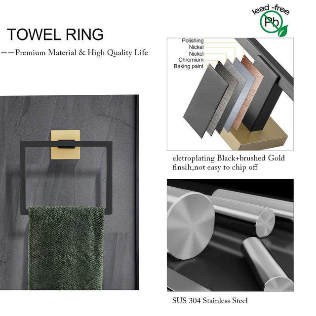5 Pieces Bathroom Hardware Accessories Set Towel Bar Set Wall Mounted,Stainless Steel