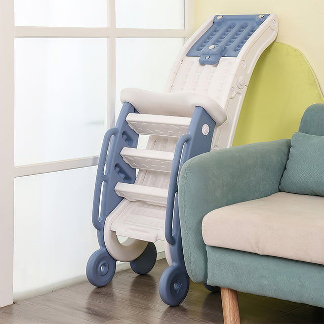 Children\'s Folding Slides with Stairs,Outdoor Small Children\'s Slide Toys Multifunctional Toys,Blue/ Toddler Folding Slide Plastic Kids Slide for Toddlers Age 1-3 Indoor Slide Children Climber Toy