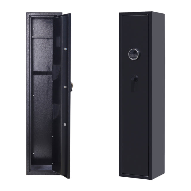 Rifle Gun Safe,Quick Access Fingerprint/Keypad Long Gun Safe, 4-5 Gun Metal Rifle Gun Security Cabinet 2 Pistols safe Lock Box.