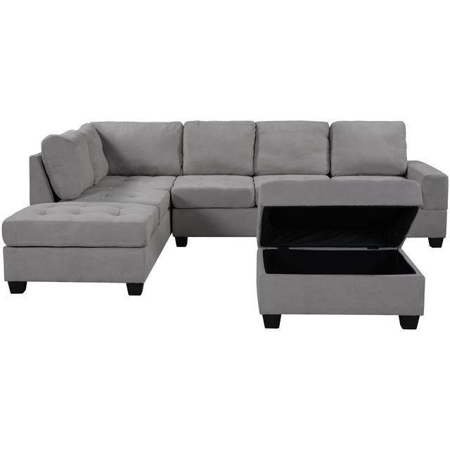 Orisfur. Modern Sectional Sofa with Reversible Chaise, L Shaped Couch Set with Storage Ottoman and Two Cup Holders for Living Room
