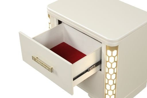 Jasmine King 6 Pc Unique LED Vanity Bedroom Set made with Wood in Beige