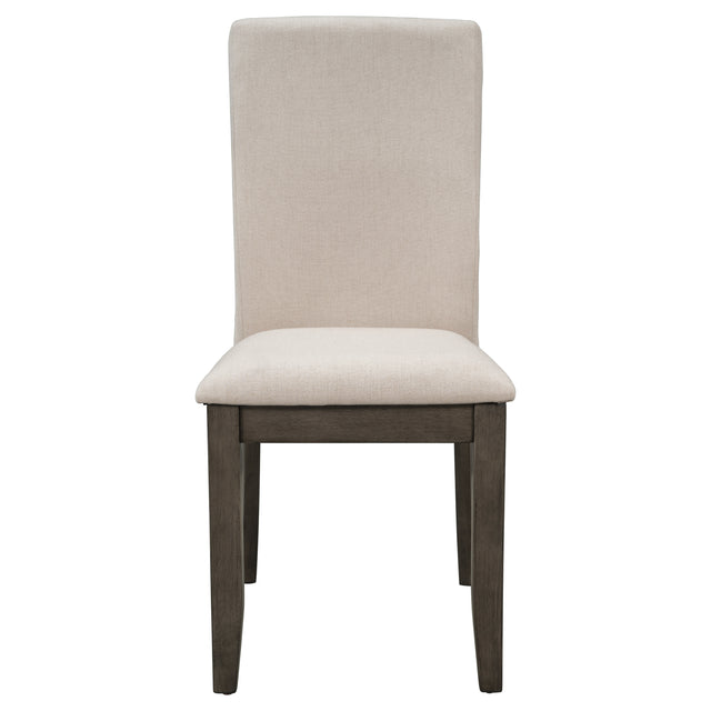 TOPMAX Farmhouse 5-Piece Wood Dining Table Set for 4, Kitchen Furniture Set with 4 Upholstered Dining Chairs for Small Places, Gray Table+Beige Chair