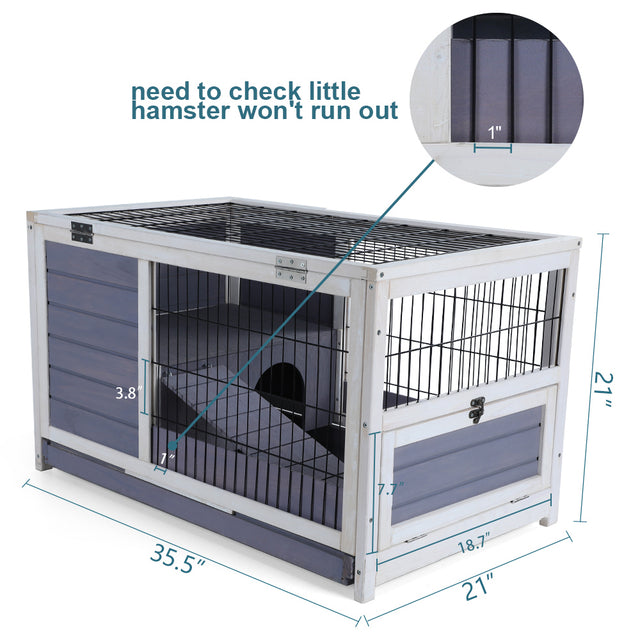 Wood Rabbit Hutch,Guinea Pig House Leak Proof Design