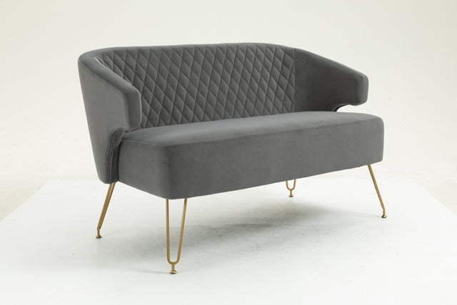 Twin Size Love seat Accent Sofa with Golden Metal Legs, Living Room Sofa with Tufted Backrest, 600 Pounds Weight Capacity