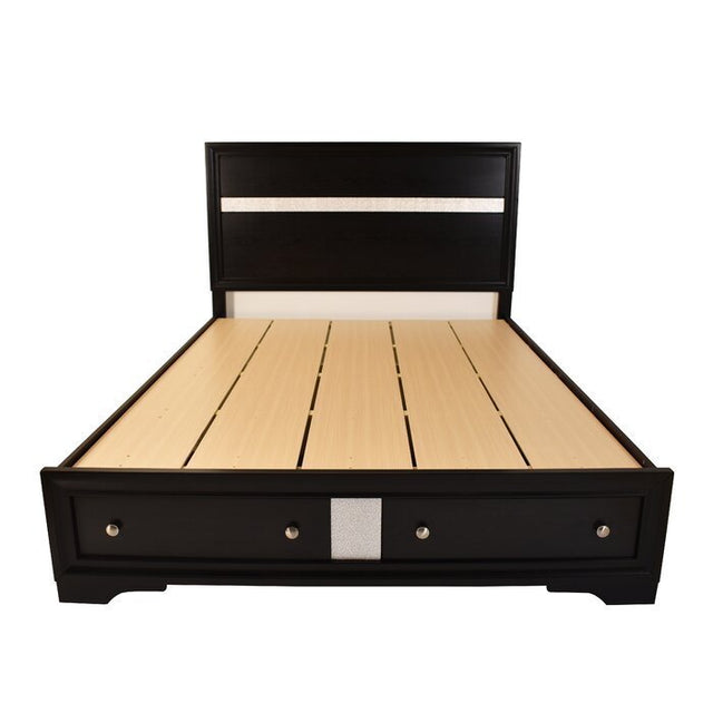 Traditional Matrix King 4 PC Storage Bedroom Set in Black made with Wood