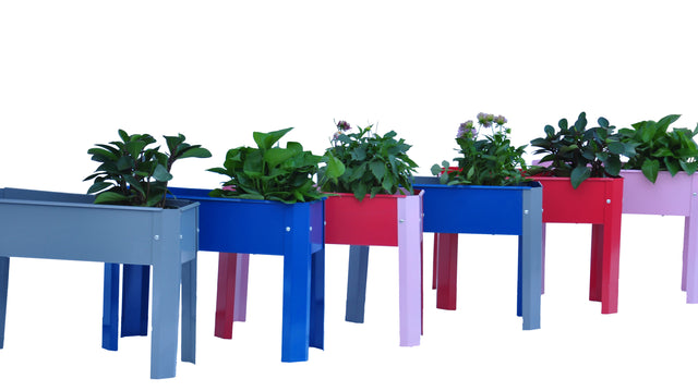 Elevated garden bed, metal elevated outdoor flowerpot box, suitable for backyard and terrace, large flowerpot, suitable for vegetable and flower(Pink*2)