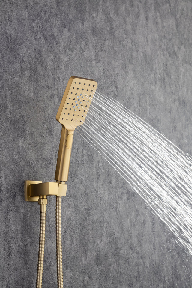 Shower Faucet Set Shower System with 12 Inch Rain Shower Head and Handheld, Bathroom Shower Combo Set Wall Mounted System Rough-in Valve Body and Trim Included.