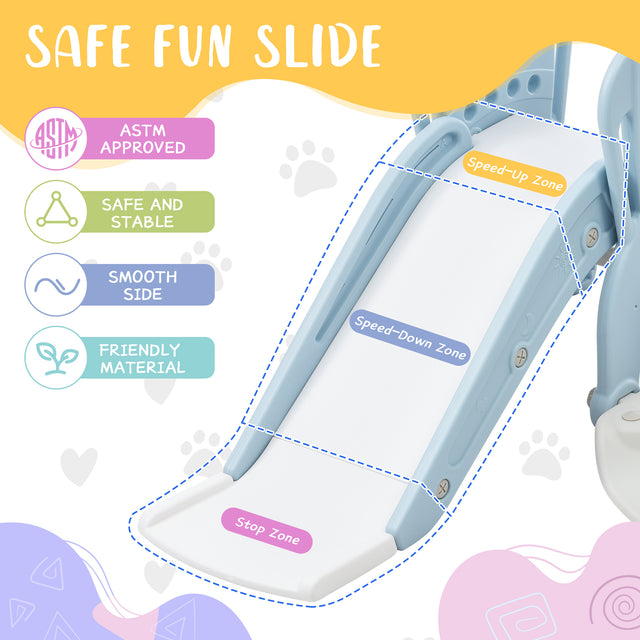 Toddler Slide and Swing Set 3 in 1, Kids Playground Climber Swing Playset with Basketball Hoops Freestanding Combination Indoor & Outdoor