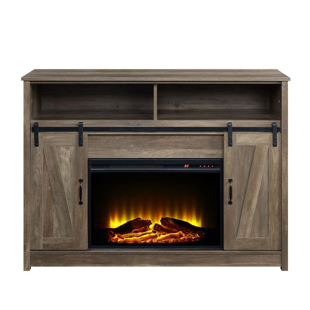 ACME Tobias Fireplace in Rustic Oak Finish AC00274