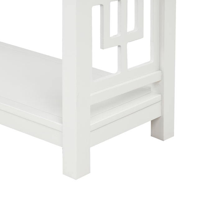 TREXM Console Table with 2 Drawers and Bottom Shelf, Entryway Accent Sofa Table (White)