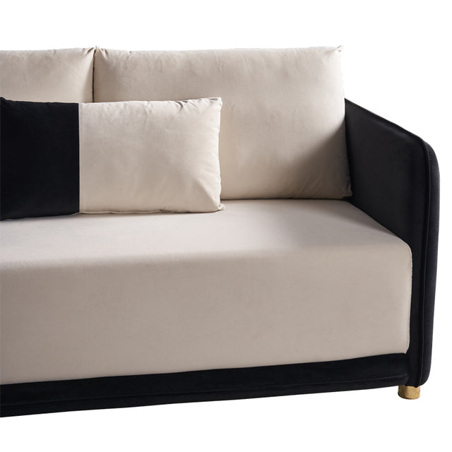 Velvet Sofa BEIGE & BLACK Color