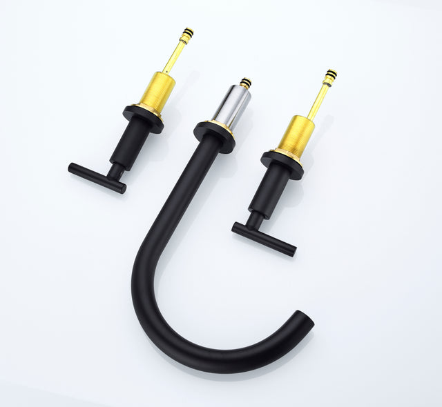 Two Handle High Arc Widespread Bathroom Sink Faucet 3 Hole