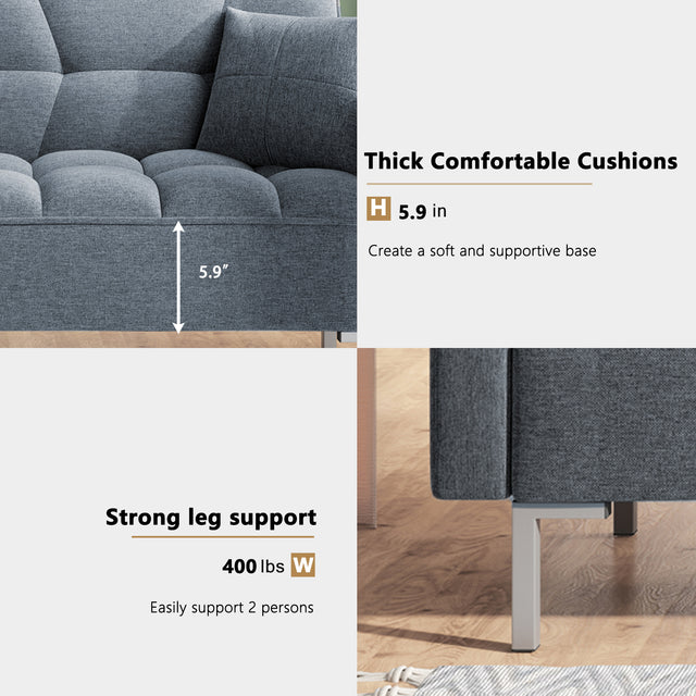 Orisfur. Linen Upholstered Modern Convertible Folding Futon Sofa Bed for Compact Living Space, Apartment, Dorm