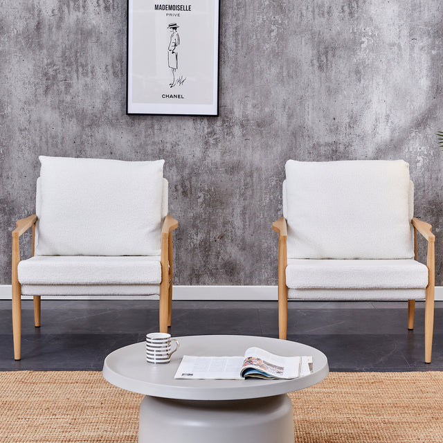 Sofa Chair Set of 2.Teddy velvet Accent Arm Chair Mid Century Modern Upholstered Armchair with Imitation solid wood color Metal Frame Extra-Thick Padded Backrest and Seat Cushion Sofa Chairs