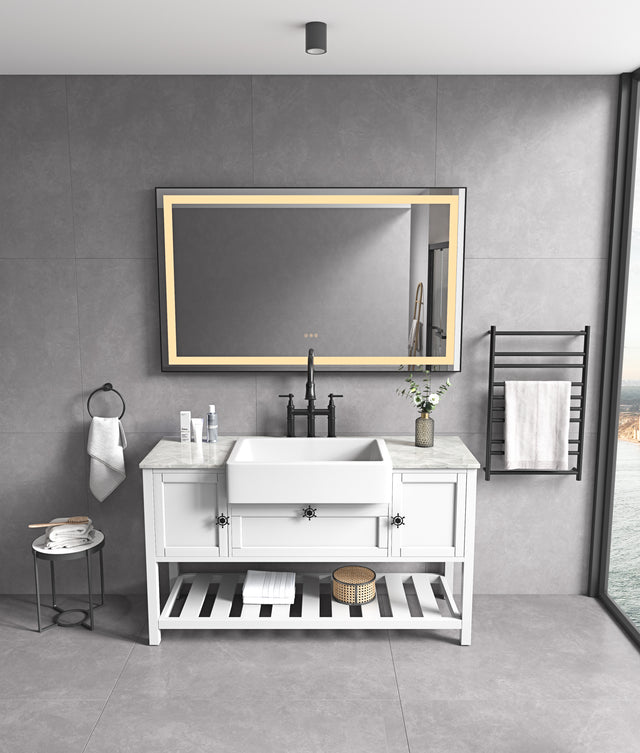 84*48Super Bright Led Bathroom Mirror with Lights, Metal Frame Mirror Wall Mounted Lighted Vanity Mirrors for Wall,
Anti Fog Dimmable Led Mirror for Makeup, Horizontal/Verti