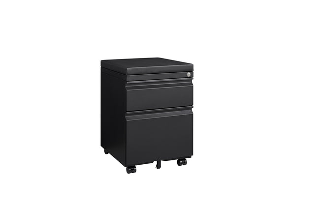 Mobile File Cabinet 2-Drawer Pedestal with Lock for Storage Use for Home Office and Business Enterprise,Legal/Letter Size Black,With 5 Wheels,with Leather cushion