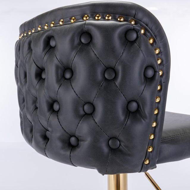 A&A Furniture,Swivel Barstools Adjusatble Seat Height,Modern PU Upholstered Bar Stools with the whole Back Tufted, for Home Pub and Kitchen Island (Dark Gray, Set of 2),SW1928DG