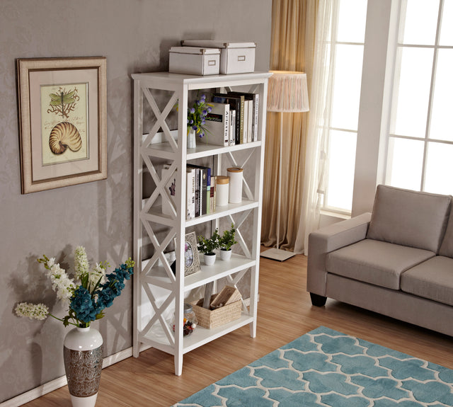4 Tier Bookcases, 67‘’ Bookshelf with Sturdy Solid Frame, Shelves for Home and Office Organizer, White