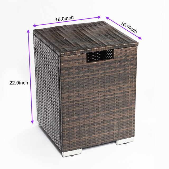 32in Square Fire Table with Ceramic Tile Tabletop with Propane Tank Cover