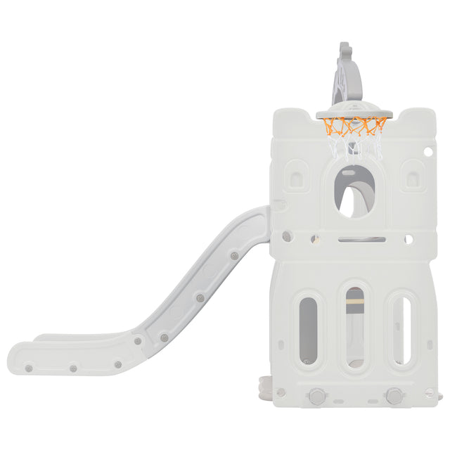 Toddler Slide and Swing Set 5 in 1, Kids Playground Climber Slide Playset with Basketball Hoop Freestanding Combination for Babies Indoor & Outdoor