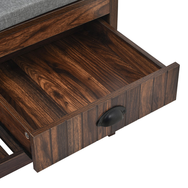 U-Can Hall Tree with 4 Hooks and Hinged Lid, Coat Hanger, Entryway Bench, Storage Bench, 3-in-1 Design, 69INCH, for Entrance, Hallway (Tiger)