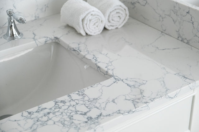 Montary 49" lightning white engineered stone vanity top backsplash