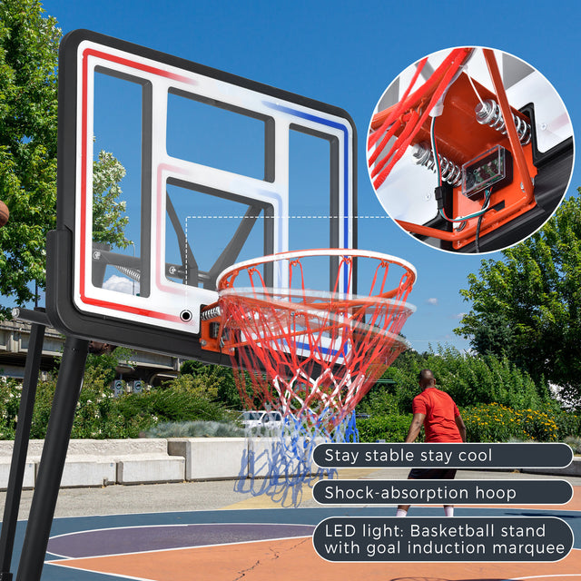 Portable Basketball Hoop Basketball System 8-10ft Height Adjustable for Youth Adults LED Basketball Hoop Lights, Colorful lights, Waterproof,Super Bright to Play at Night Outdoors,Good Gift for Kids