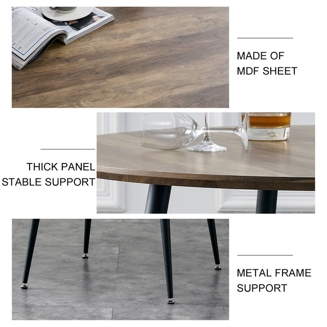 Diameter 44.8 inch MDF Modern simplicity roundI Imitation wood grain dining table.Applicable 6-8 persons to dining room and meeting room.