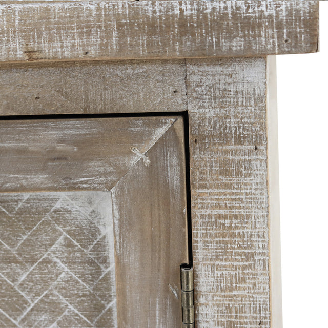 Weathered Wood Cabinet with 1 Drawer and 2 Doors Vintage Accent Storage Chest for Entryway, Living Room