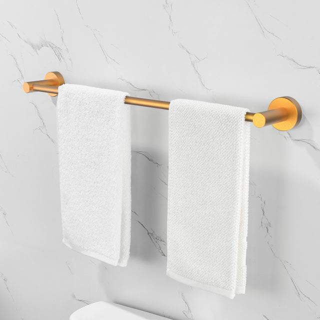 Bathroom Hardware Set, Thicken Space Aluminum 6 PCS Towel bar Set- Brushed Gold 24 Inches Wall Mounted