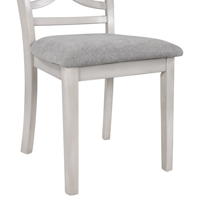 TOPMAX Farmhouse Rustic Wood 4-Piece Kitchen Dining Upholstered Padded Chairs, Light Grey+White