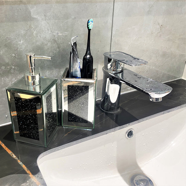 Ambrose Exquisite 2 Piece Square Soap Dispenser and Toothbrush Holder