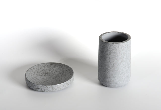 Concrete Bath Accessory Set for Vanity Countertops,Grey Stone Color/Cement Grey Color