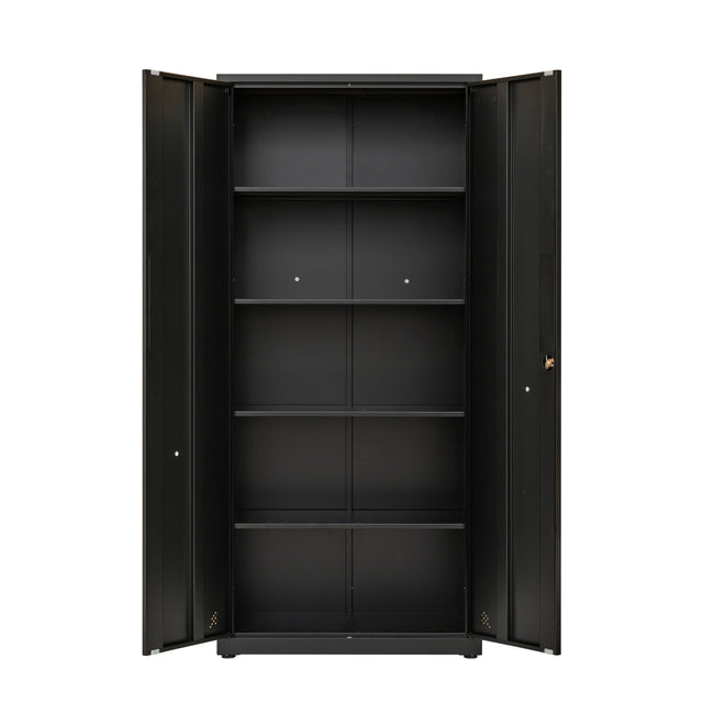 High Storage Cabinet with 2 Doors and 4 Partitions to Separate 5 Storage Spaces, Home/ Office Design