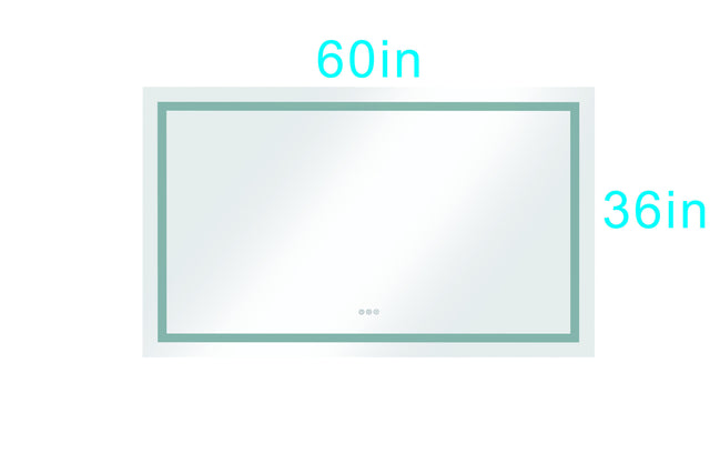60 in. W x 36 in. H Frameless LED Single Bathroom Vanity Mirror in Polished Crystal\\n Bathroom Vanity LED Mirror with 3 Color Lights Mirror for Bathroom Wall