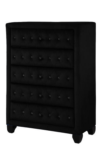 Sophia Full 6 Pc Vanity Upholstery Bedroom Set Made With Wood In Black