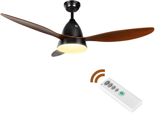 ANKEE Ceiling Fans, 52’’ Ceiling Fan with LED Frosted Light and Remote Control,Brushed Nickel Finish Blades for Living Room Kitchen Bedroom Dining Room, Brown-black