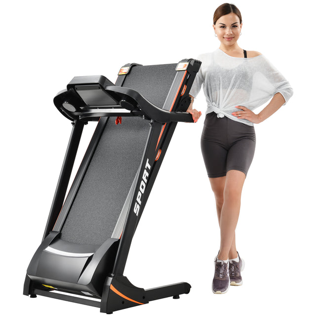 Folding Electric 3.5HP Treadmill With Incline Medium Running Machine Motorised LCD Gym 330lbs; Folding Treadmill Electric Motorized Power 14.8KM/H Running Fitness Machine Gym(W54022178 Upgrade)