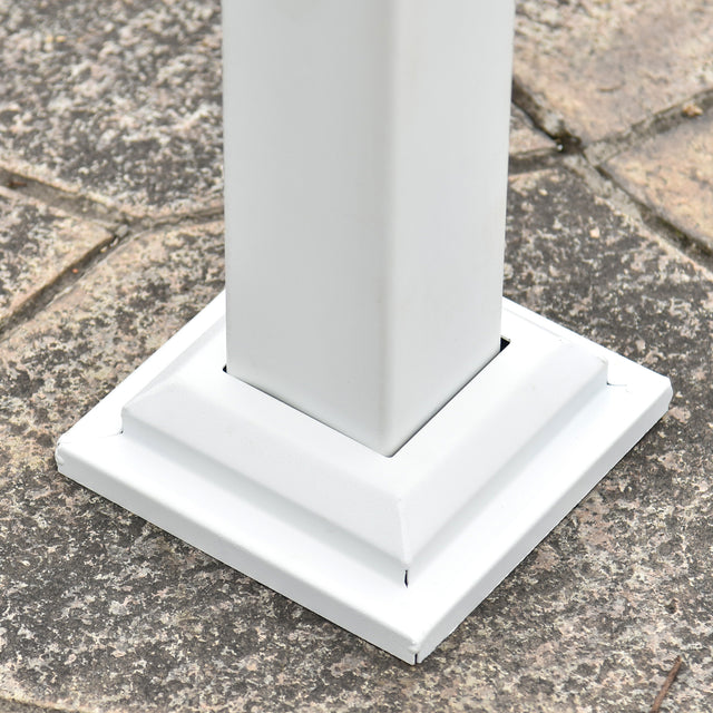 GO 10’ x 10’ White Iron Pergola Gazebo for Vines Pure Iron Chic Lid Cover Design Sleek Seams Hidden Joints Elegant White Trellis