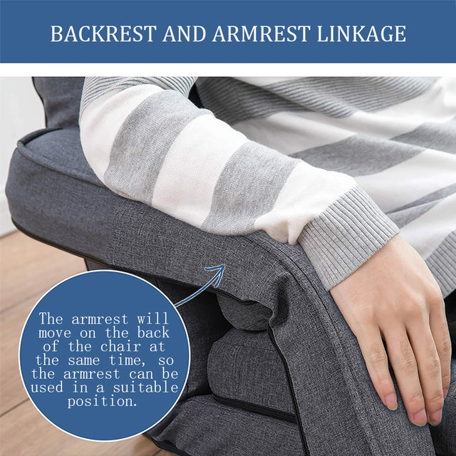 42-Position Adjustable Floor Chair, Chaise Lounge Indoor, Folding Lazy Sofa with Armrests and a Pillow Padded Adults Gaming Chairs for Living Room, Bedroom Factory Price