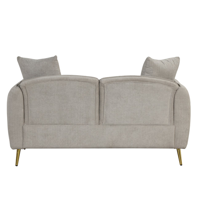 2 Piece Velvet Upholstered Sofa Sets,Loveseat and 3 Seat Couch Set Furniture with 2 Pillows and Golden Metal Legs for Different Spaces,Living Room,Apartment,Gray