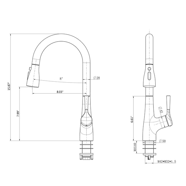 Single Handle Pull Down Kitchen Sink Faucet Brushed Nickel
